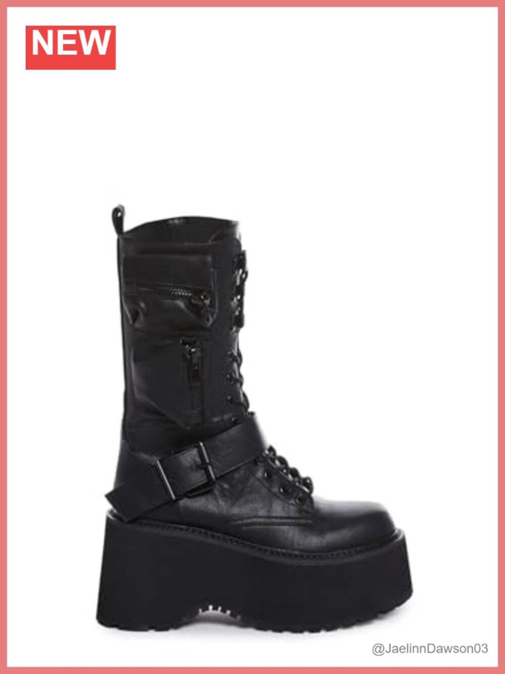 Knee High Platform Combat Zip Up Boots Lace Up Chunky